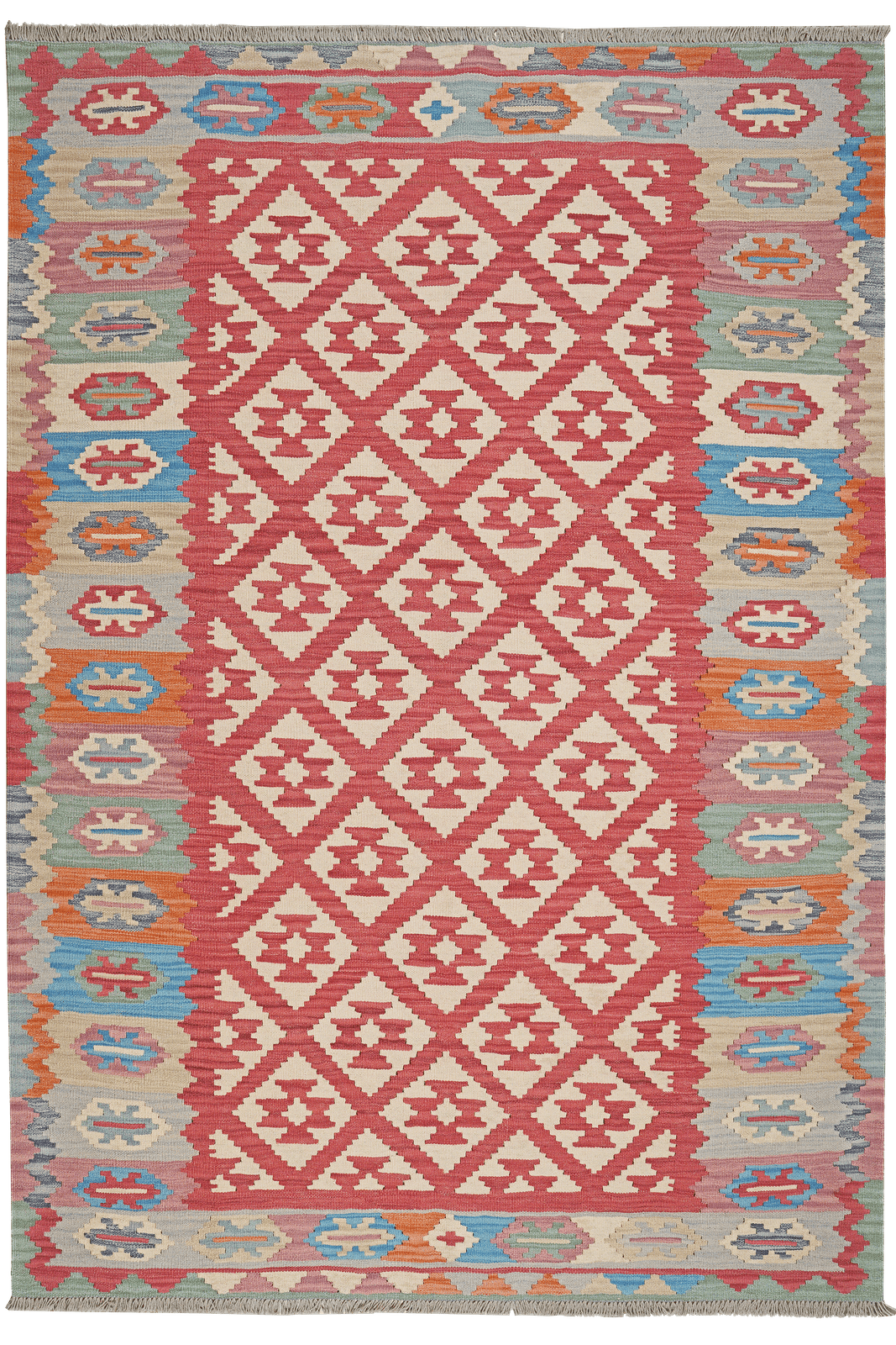Kelim Gashgai — Handmade, 173x256 cm, Red, 100% Virgin Wool | Main view