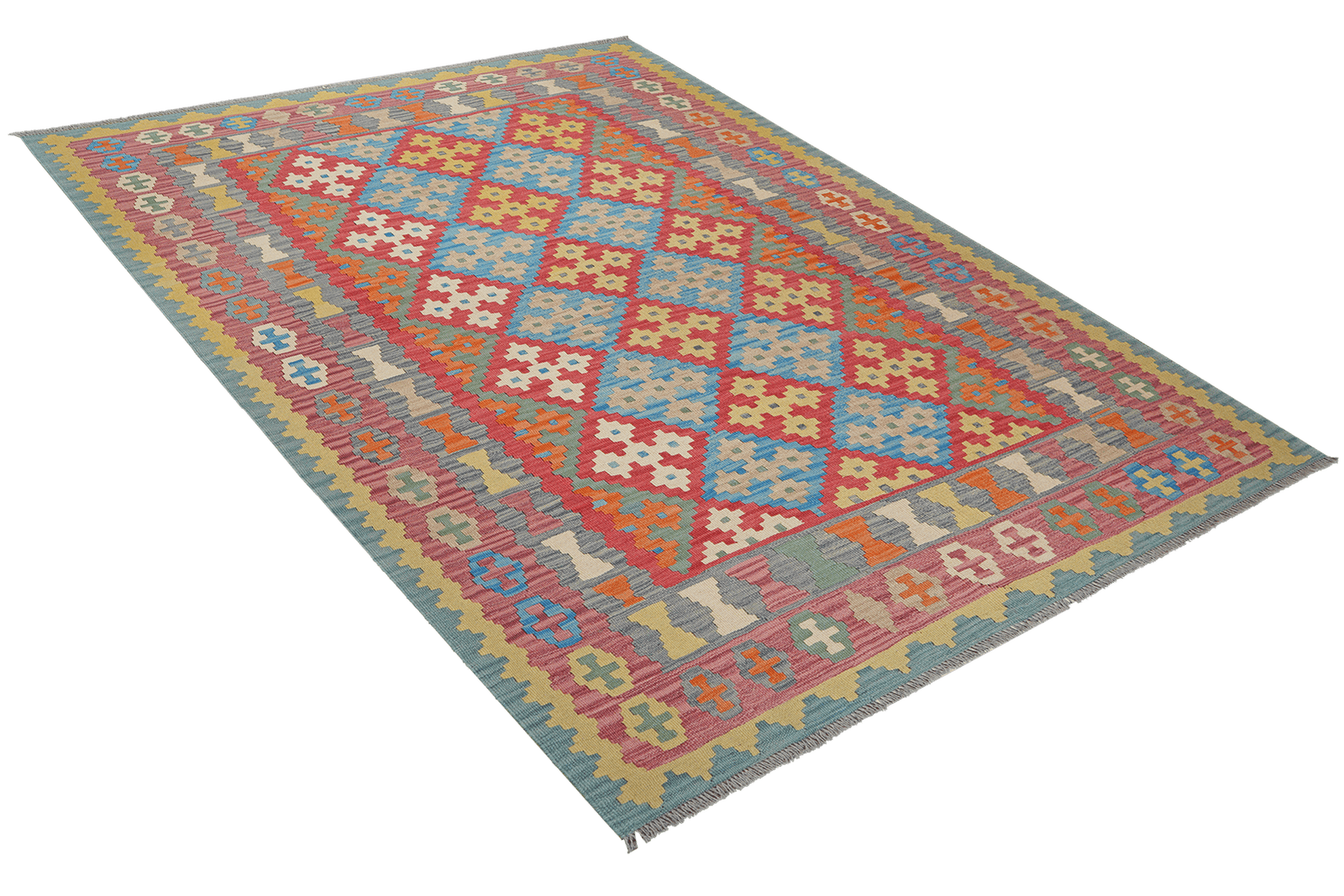 Kelim Gashgai — Handmade, 178x259 cm, Red, 100% Virgin Wool | View 4