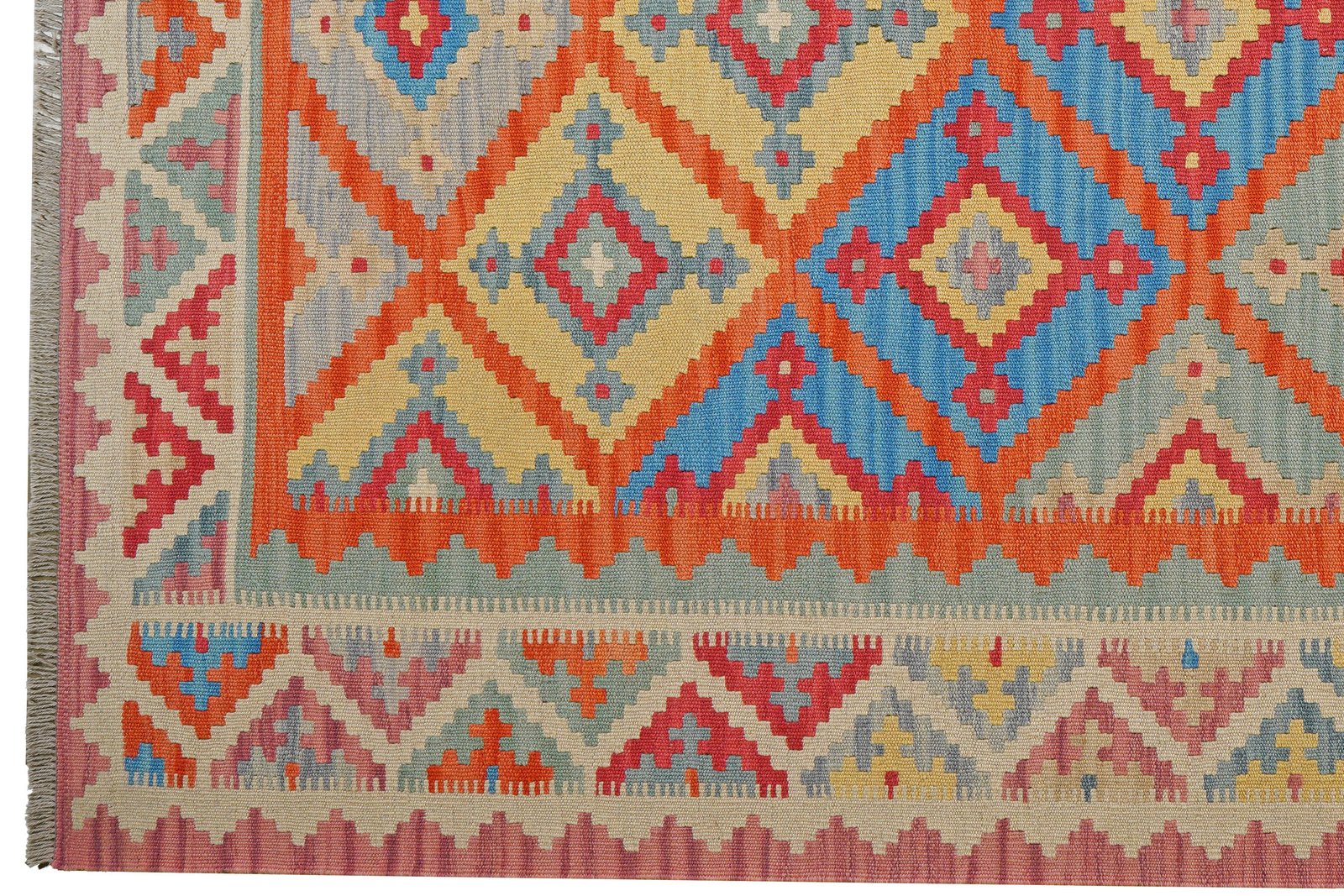 Kelim Gashgai — Handmade, 183x250 cm, Orange, 100% Virgin Wool | View 3