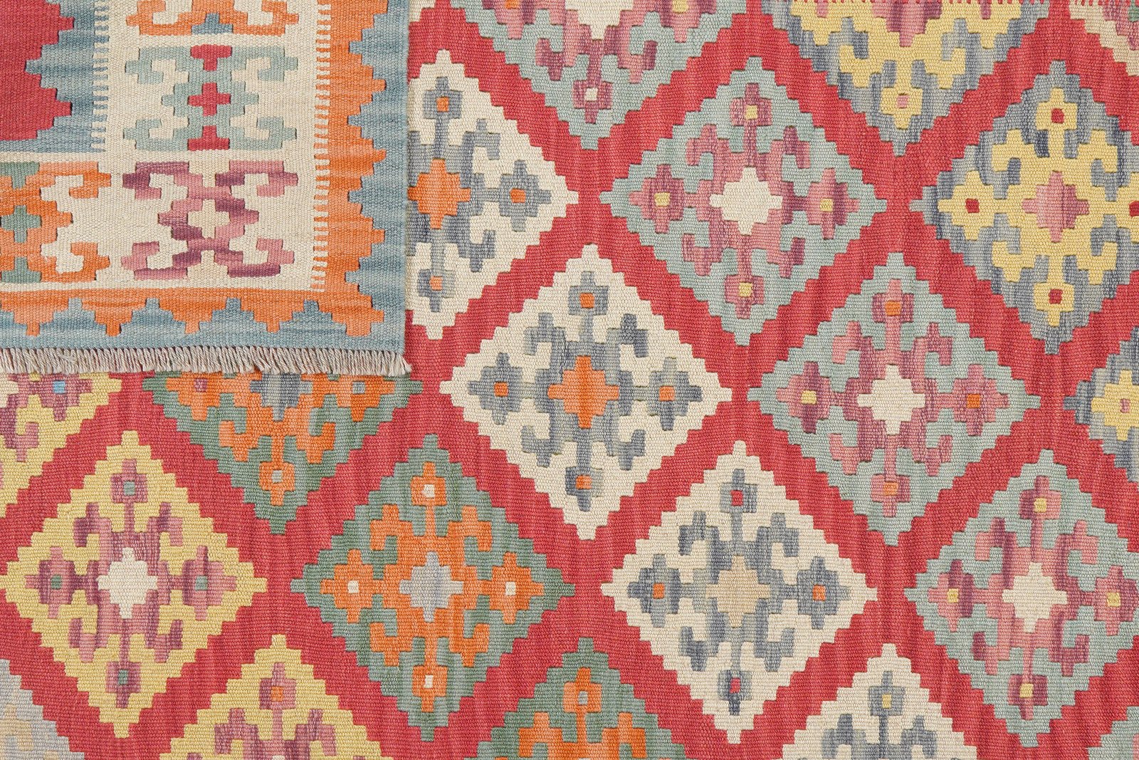 Kelim Gashgai — Handmade, 183x246 cm, Red, 100% Virgin Wool | View 6