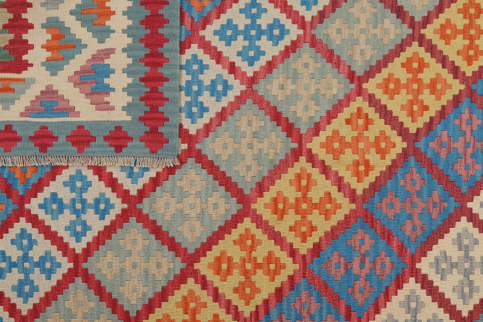 Kelim Gashgai — Handmade, 209x302 cm, Red, 100% Virgin Wool | View 6
