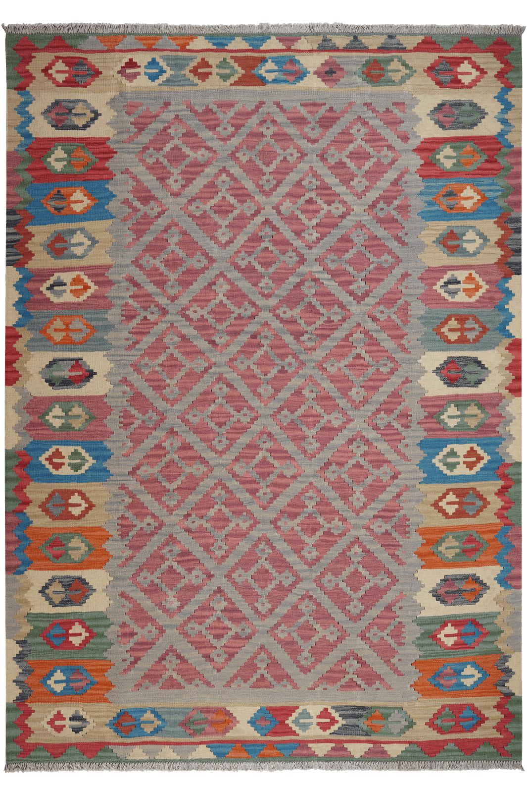 Kelim Gashgai — Handmade, 175x249 cm, Beige, 100% Virgin Wool | Main view