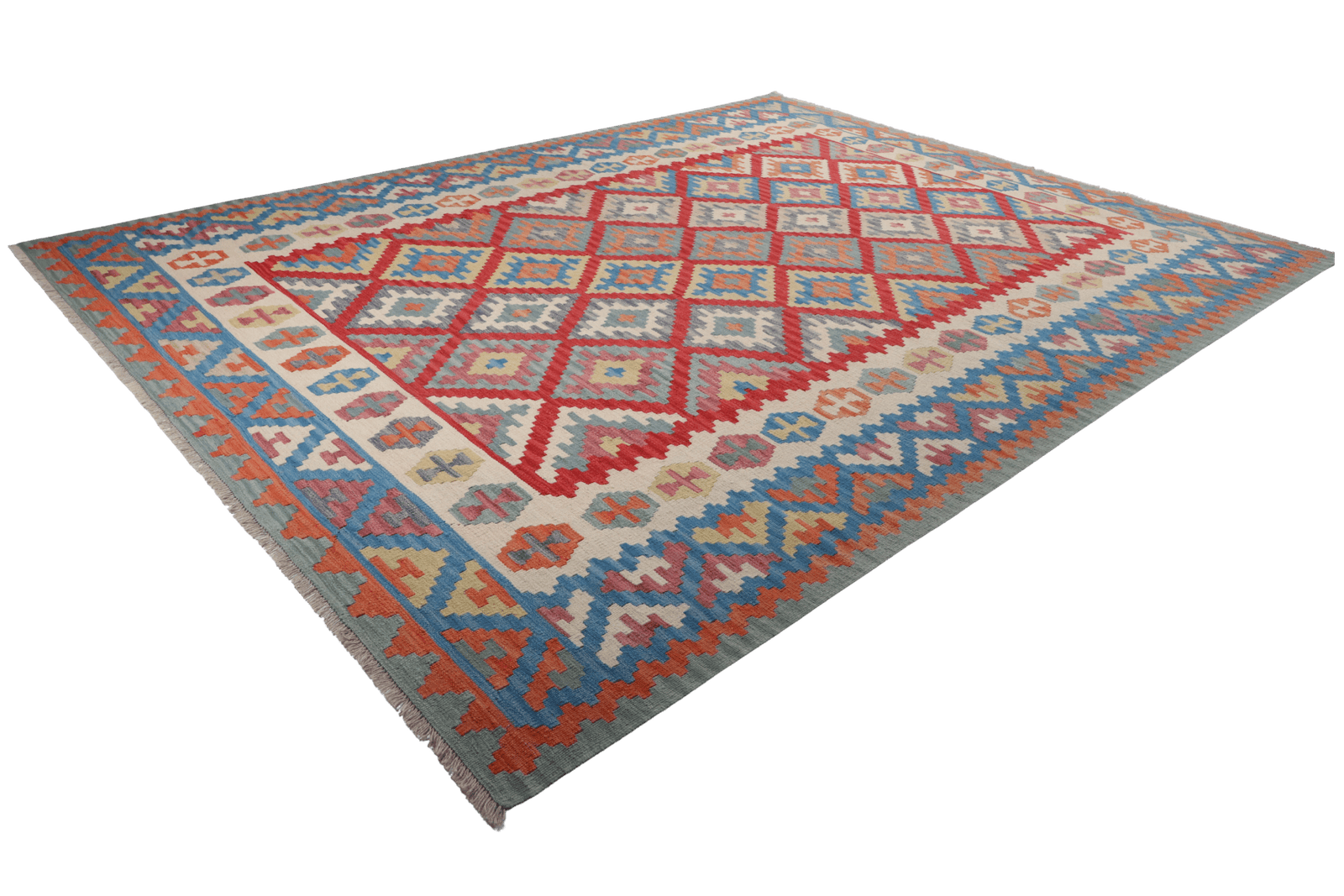 Kelim Gashgai — Handmade, 261x354 cm, Red, 100% Virgin Wool | View 6