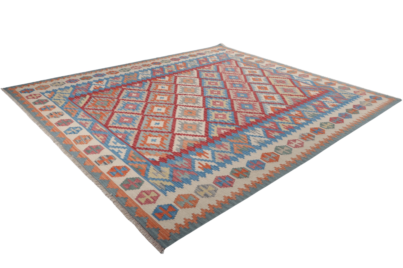 Kelim Gashgai — Handmade, 253x308 cm, Red, 100% Virgin Wool | View 6