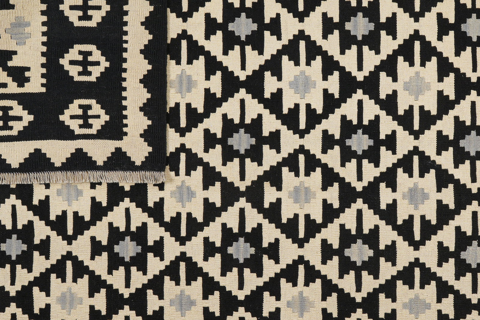 Kelim Gashgai — Handgefertigt, 296x208 cm, Schwarz, 100% Virgin Wool | View 7