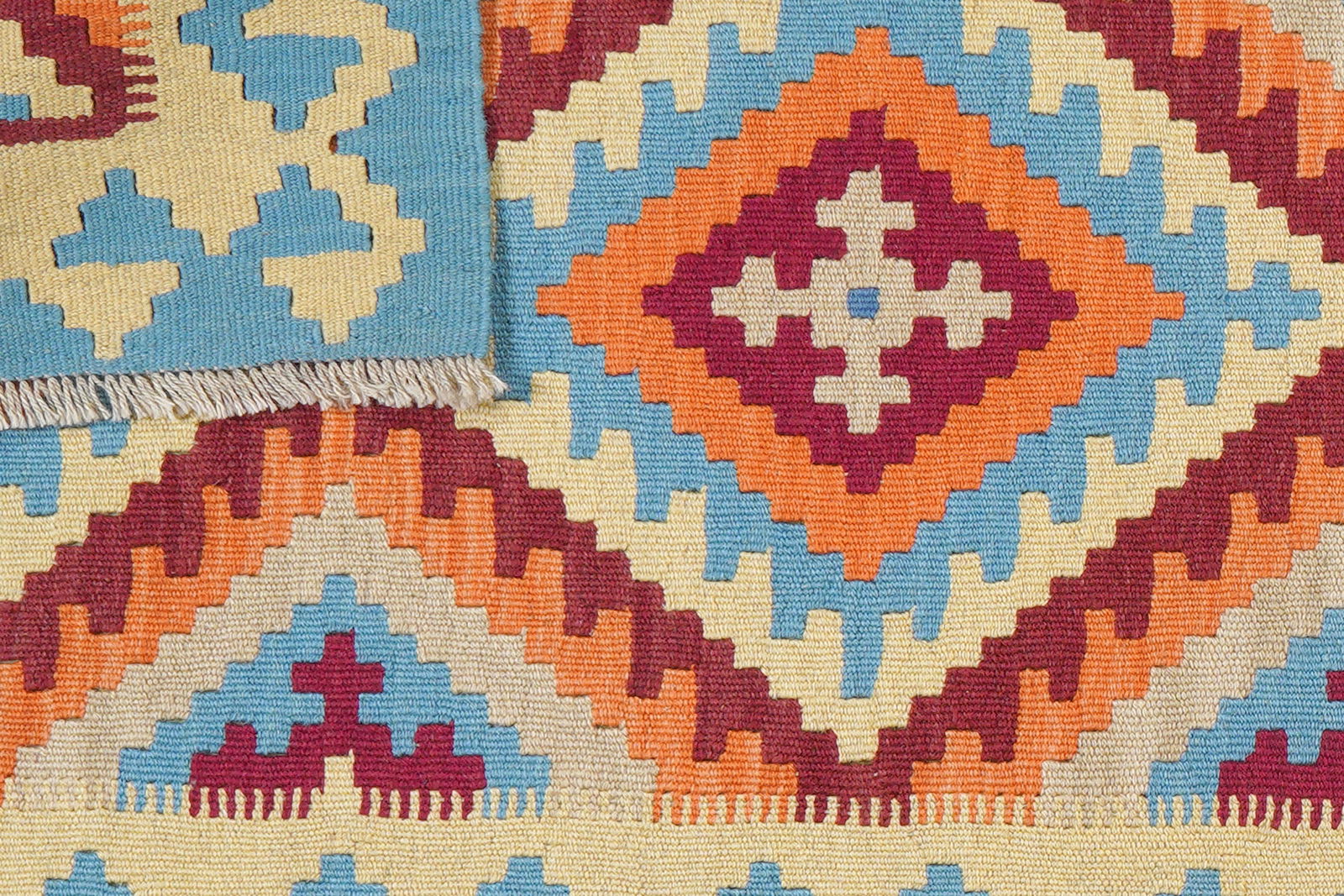 Kelim Gashgai — Handgefertigt, 240x84 cm, Blau, 100% Virgin Wool | View 7