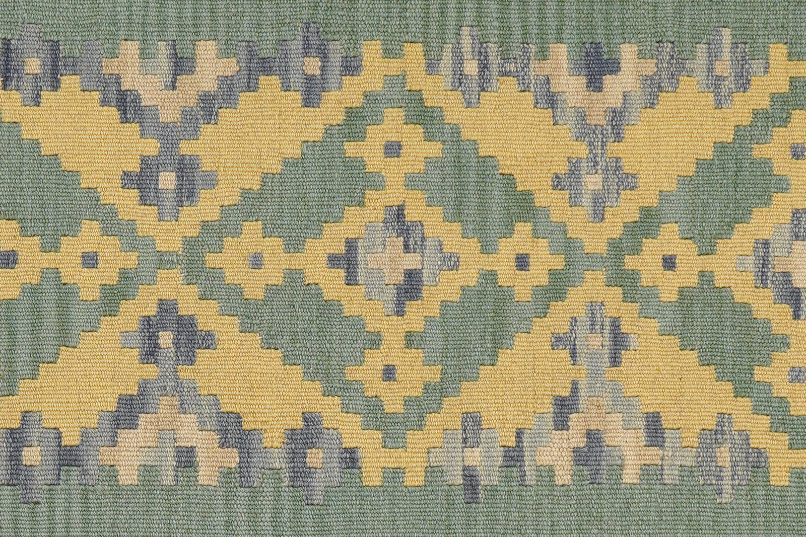 Kelim Gashgai — Handmade, 90x252 cm, Green, 100% Virgin Wool | View 5