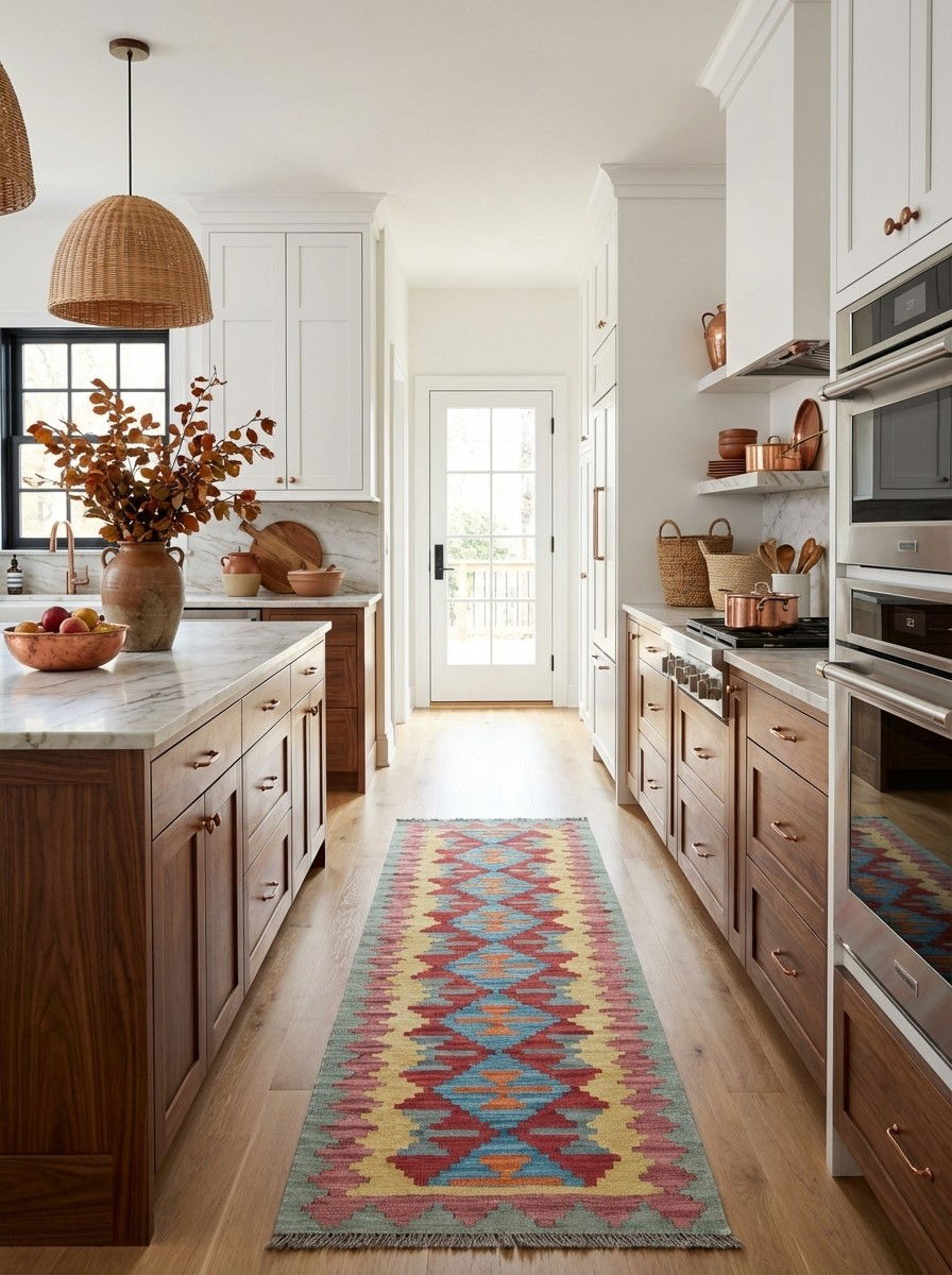 Kelim Gashgai — Handgefertigt, 195x59 cm, Rot, 100% Virgin Wool | Back view