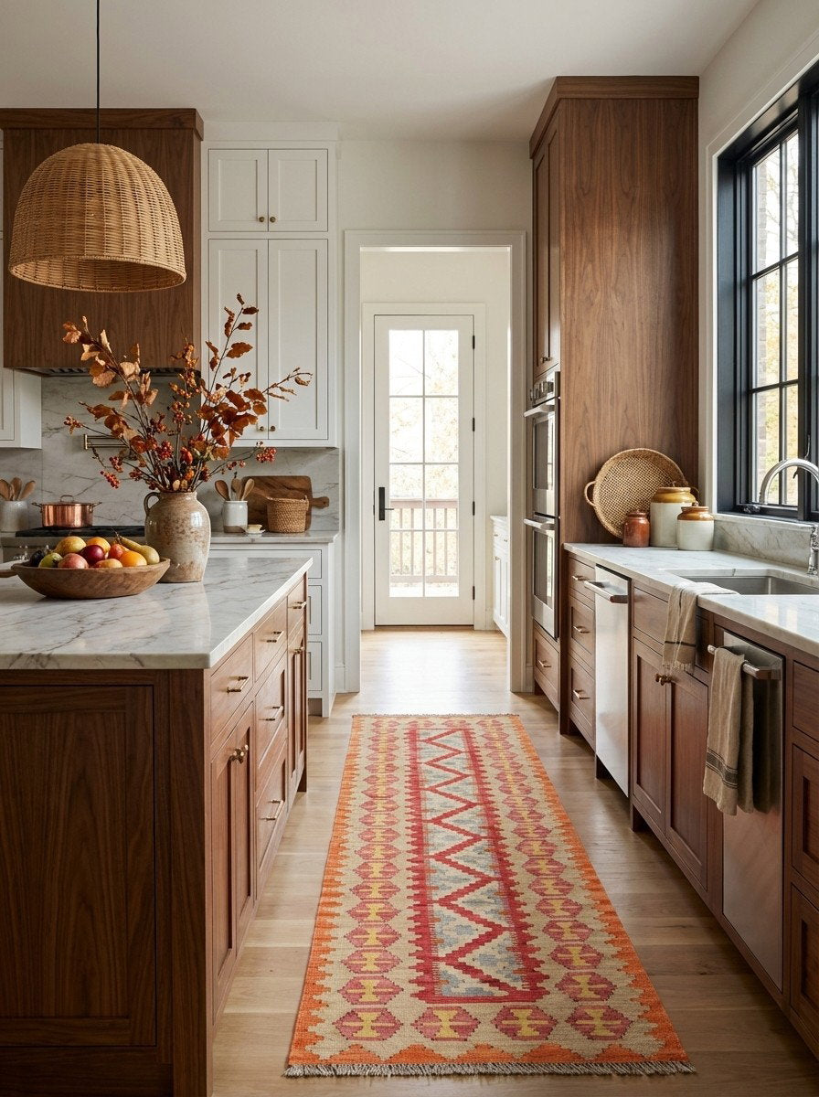 Kelim Gashgai — Handgefertigt, 200x63 cm, Beige, 100% Virgin Wool | Back view