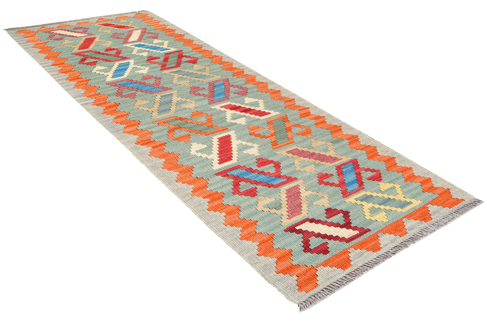 Kelim Gashgai — Handgefertigt, 201x61 cm, Orange, 100% Virgin Wool | View 5