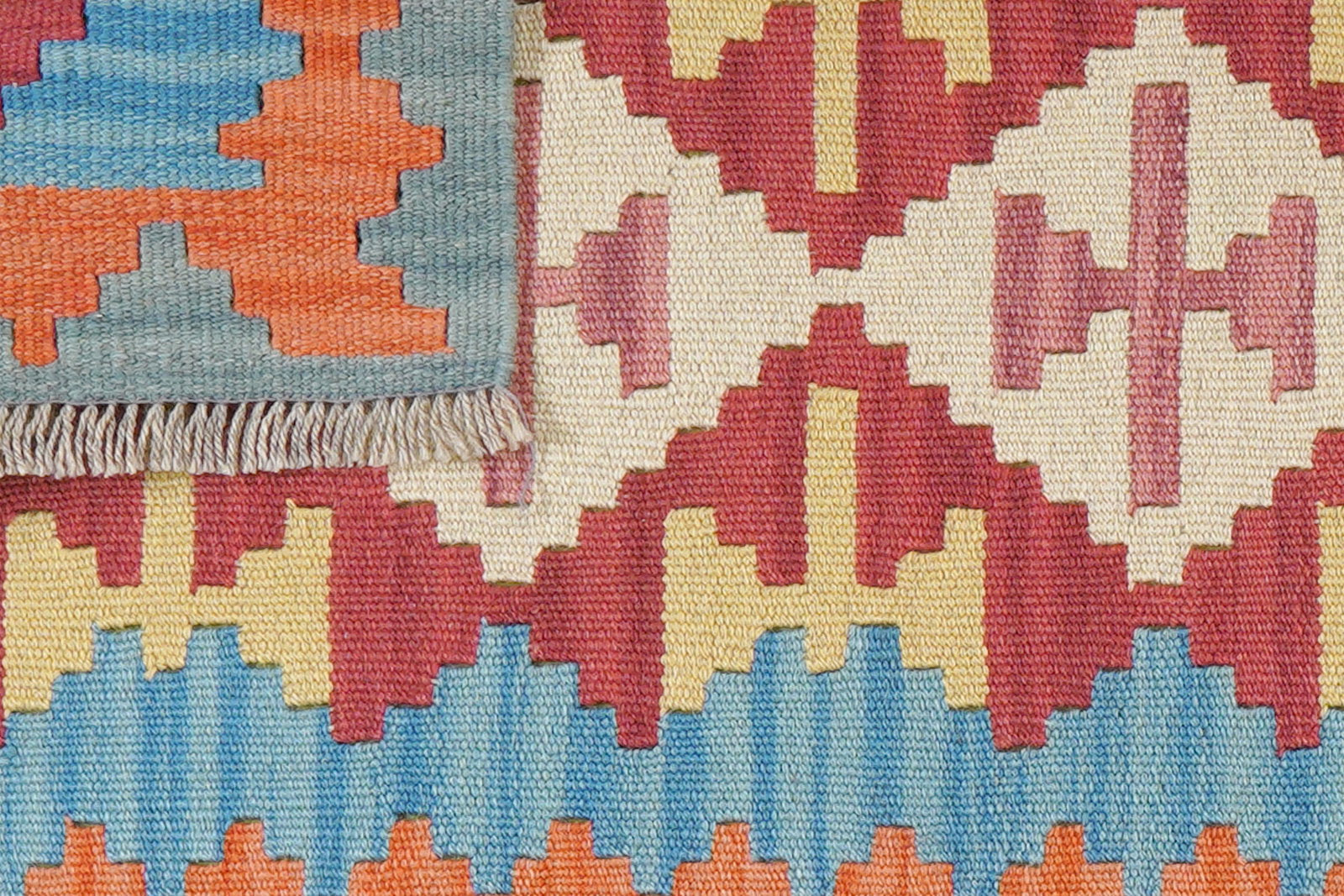 Kelim Gashgai — Handgefertigt, 193x60 cm, Orange, 100% Virgin Wool | View 7