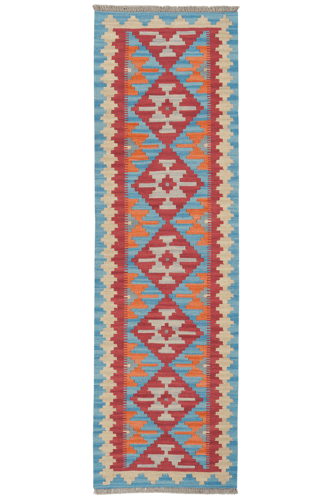 Kelim Gashgai — Handmade, 58x192 cm, Red, 100% Virgin Wool | Main view