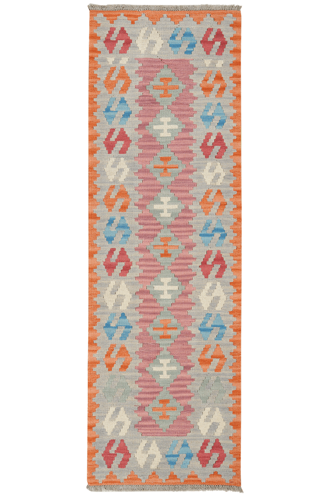 Kelim Gashgai — Handmade, 60x191 cm, Pink, 100% Virgin Wool | Main view