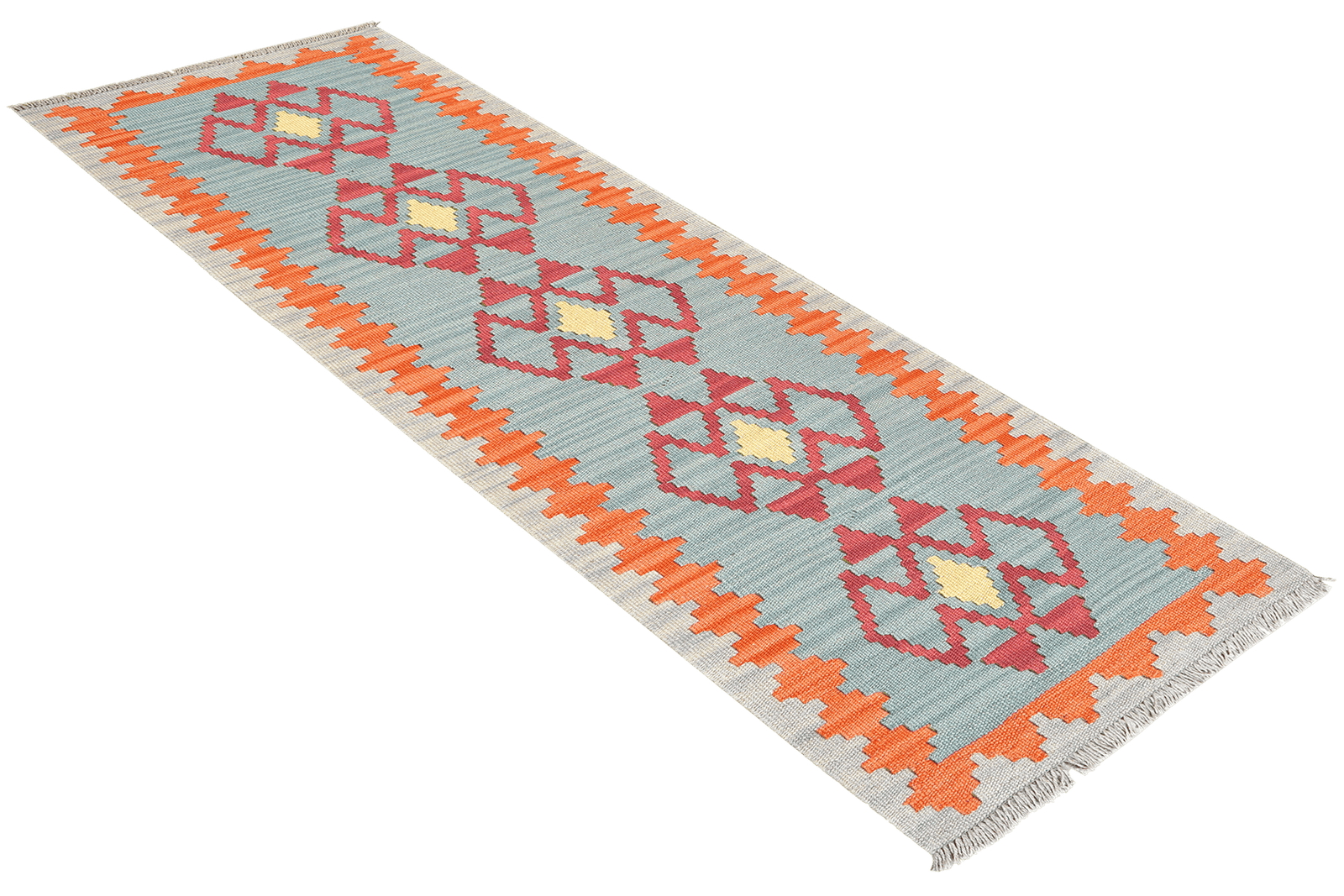 Kelim Gashgai — Handmade, 57x197 cm, Blue, 100% Virgin Wool | View 4