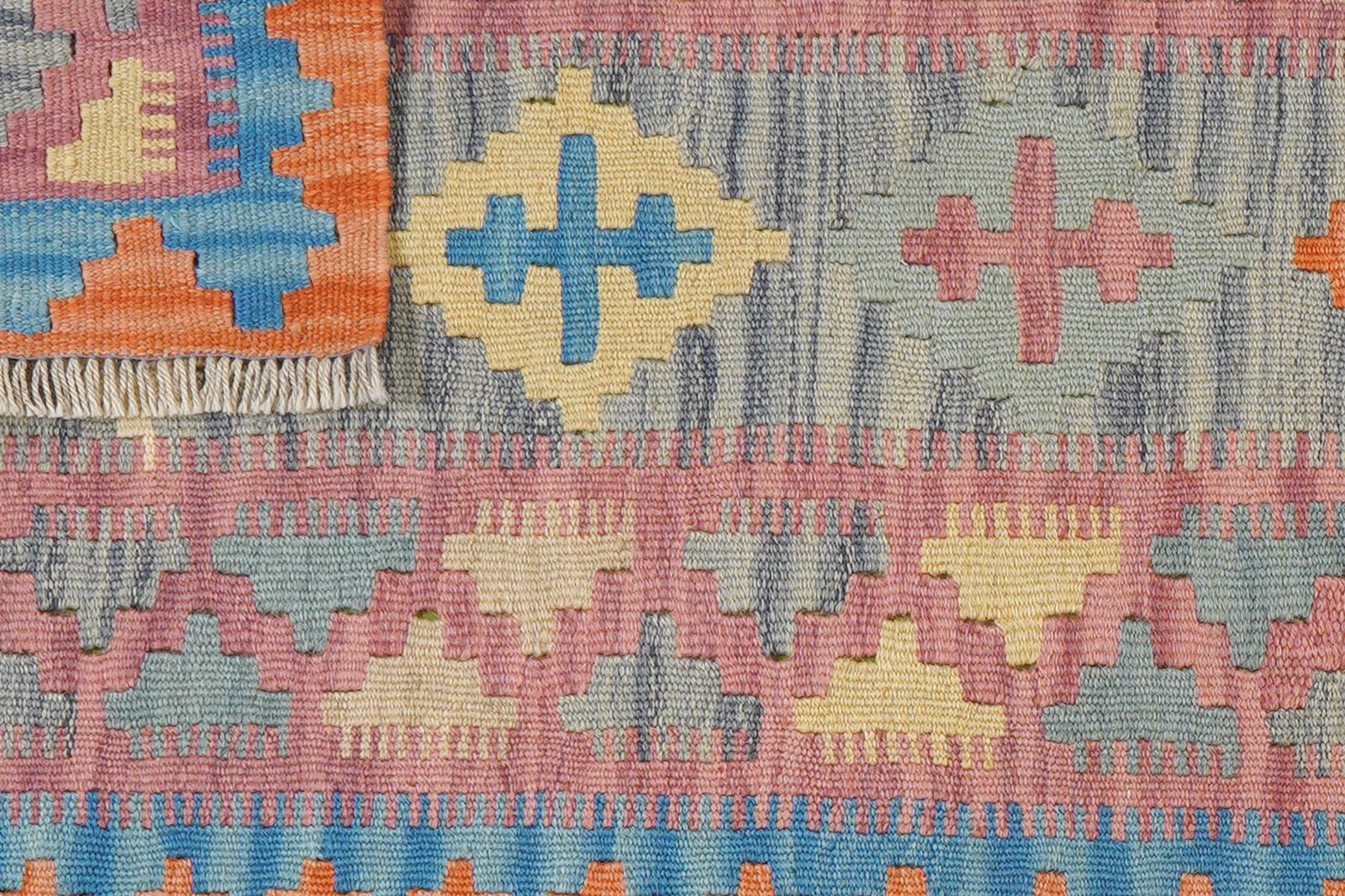 Kelim Gashgai — Handmade, 63x220 cm, Grey, 100% Virgin Wool | View 6