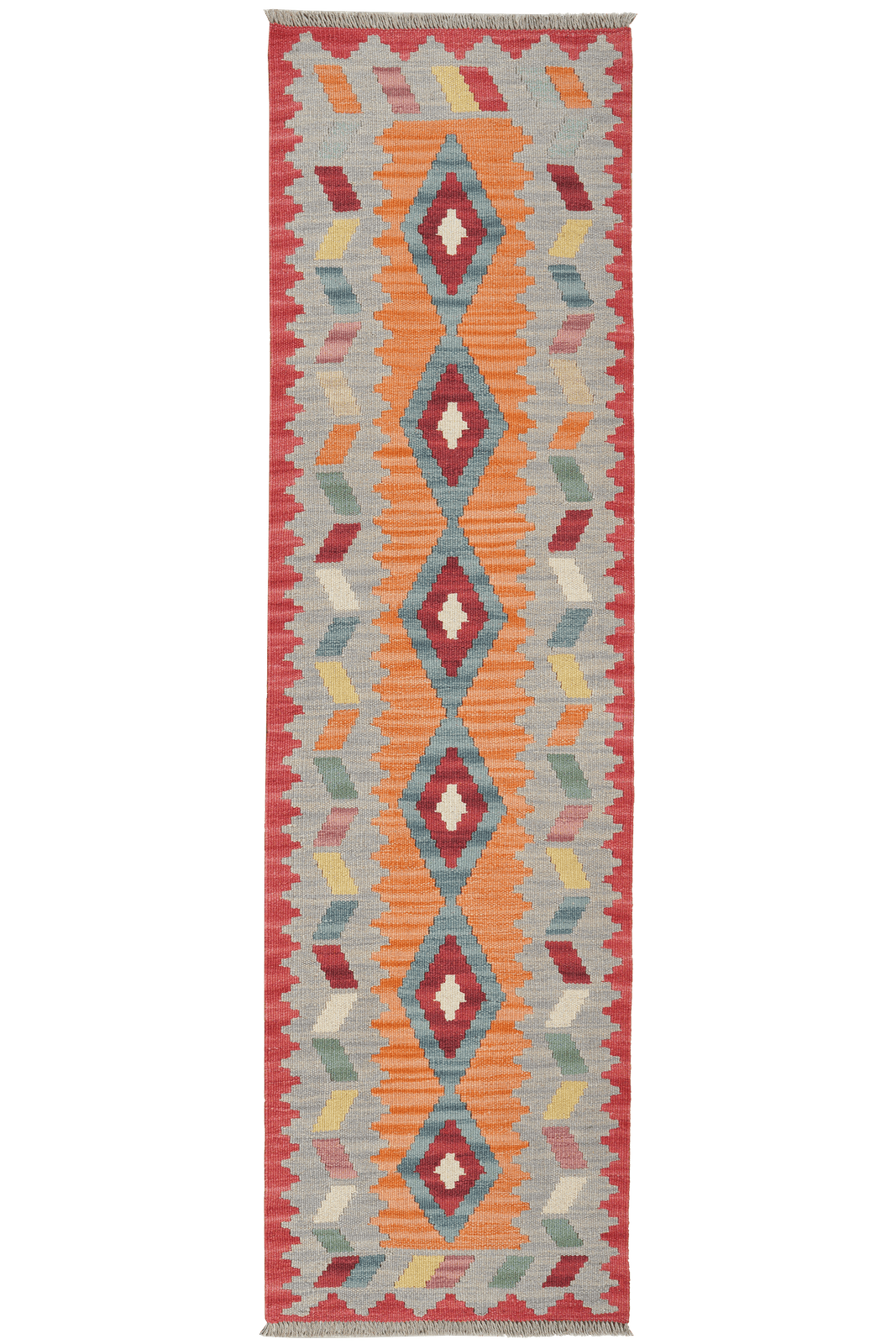 Kelim Gashgai — Handmade, 56x200 cm, Orange, 100% Virgin Wool | Main view
