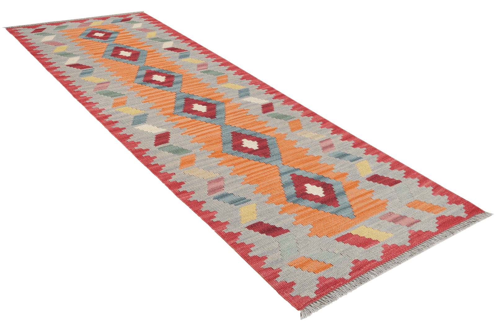 Kelim Gashgai — Handmade, 56x200 cm, Orange, 100% Virgin Wool | View 4