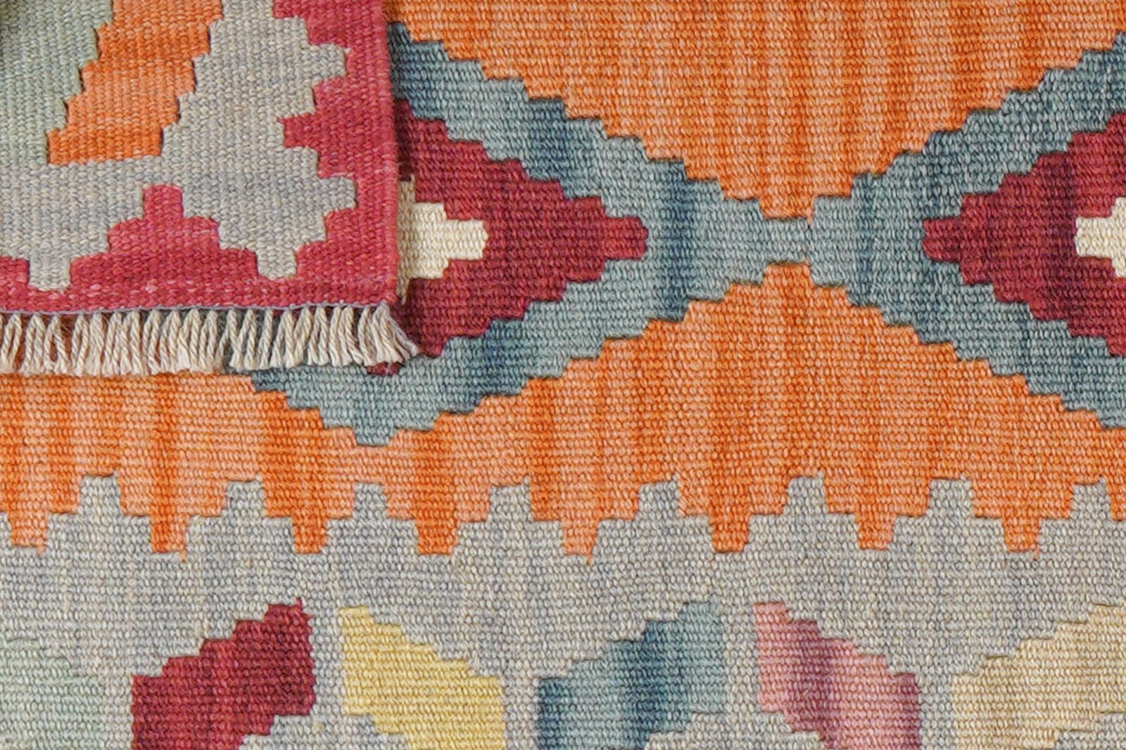 Kelim Gashgai — Handmade, 56x200 cm, Orange, 100% Virgin Wool | View 6