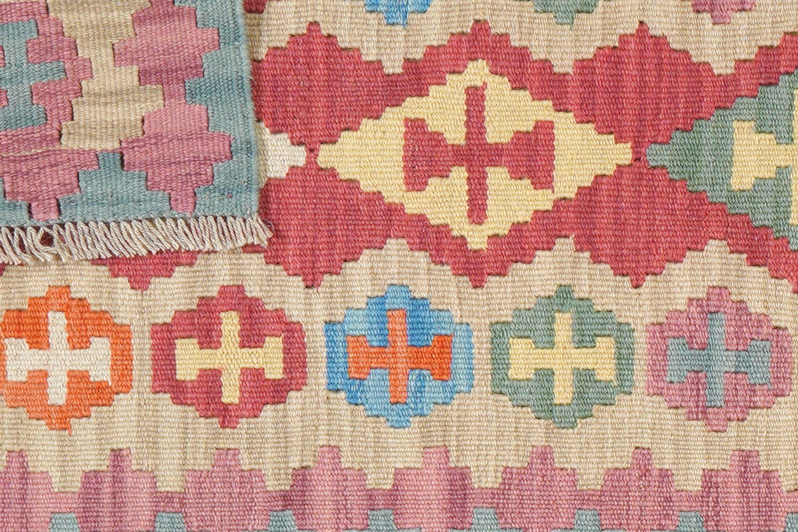 Kelim Gashgai — Handmade, 61x247 cm, Red, 100% Virgin Wool | View 6