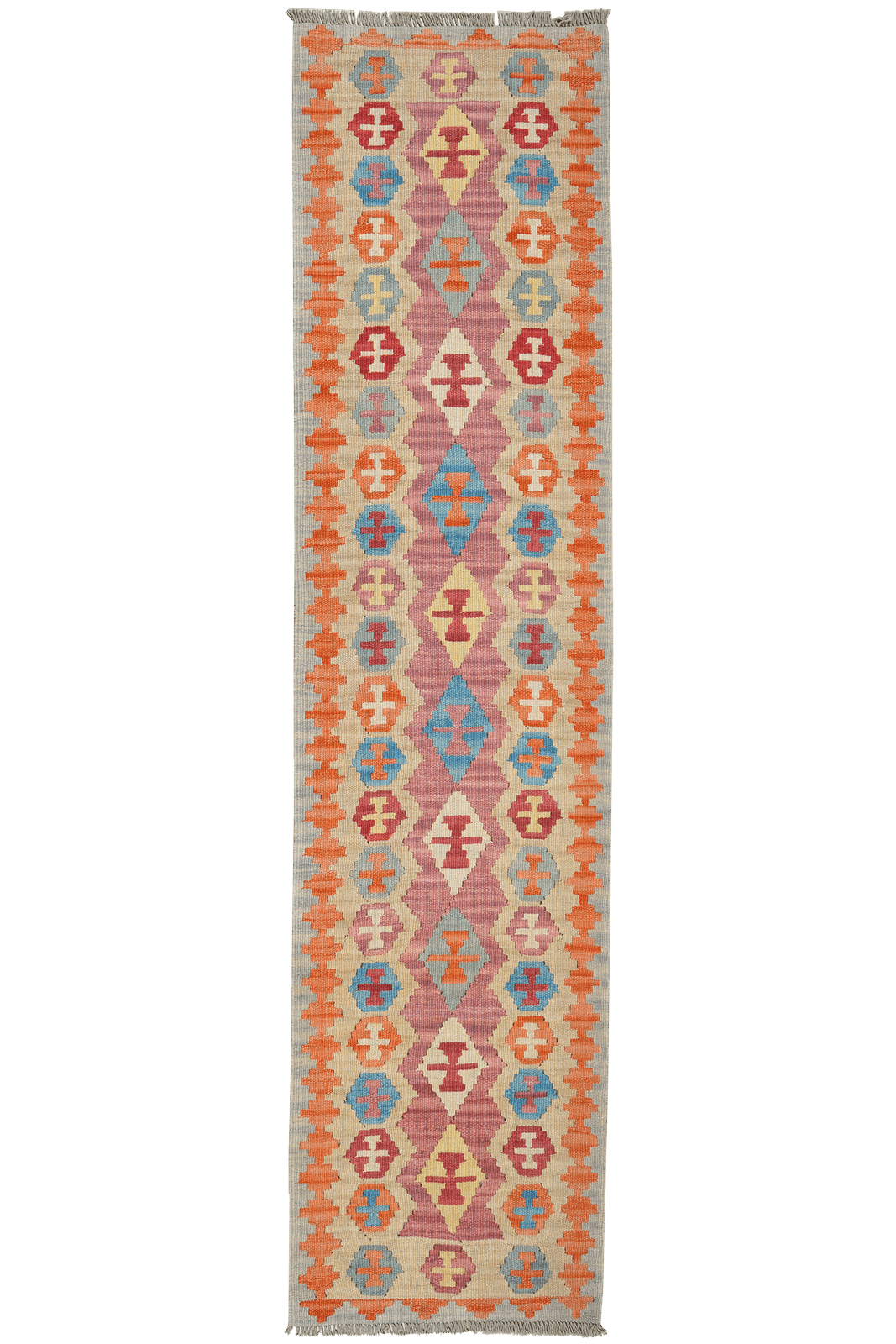 Kelim Gashgai — Handmade, 60x249 cm, Red, 100% Virgin Wool | Main view