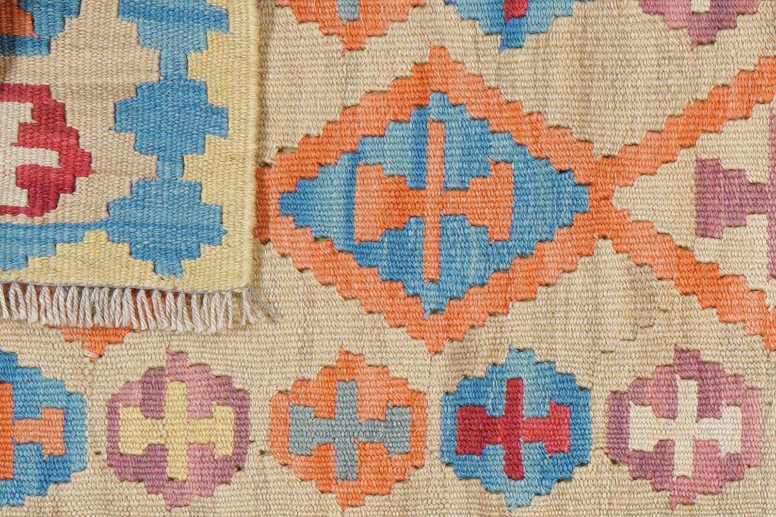 Kelim Gashgai — Handmade, 59x253 cm, Beige, 100% Virgin Wool | View 6