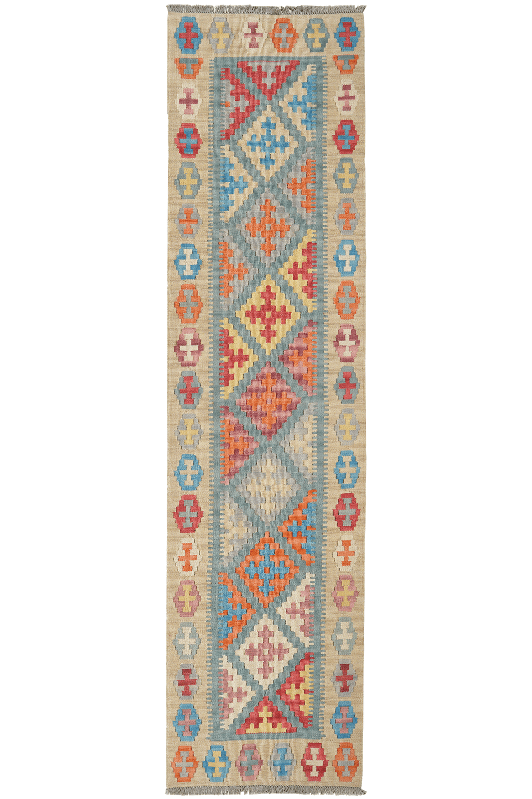 Kelim Gashgai — Handmade, 60x237 cm, Tuerkis, 100% Virgin Wool | Main view