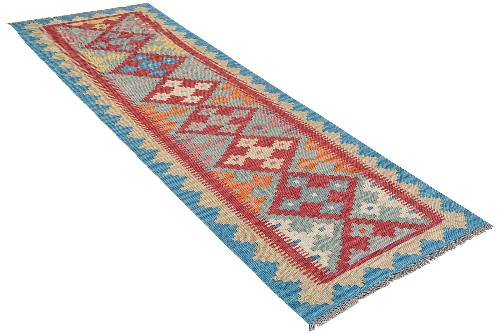 Kelim Gashgai — Handgefertigt, 239x59 cm, Beige, 100% Virgin Wool | View 5