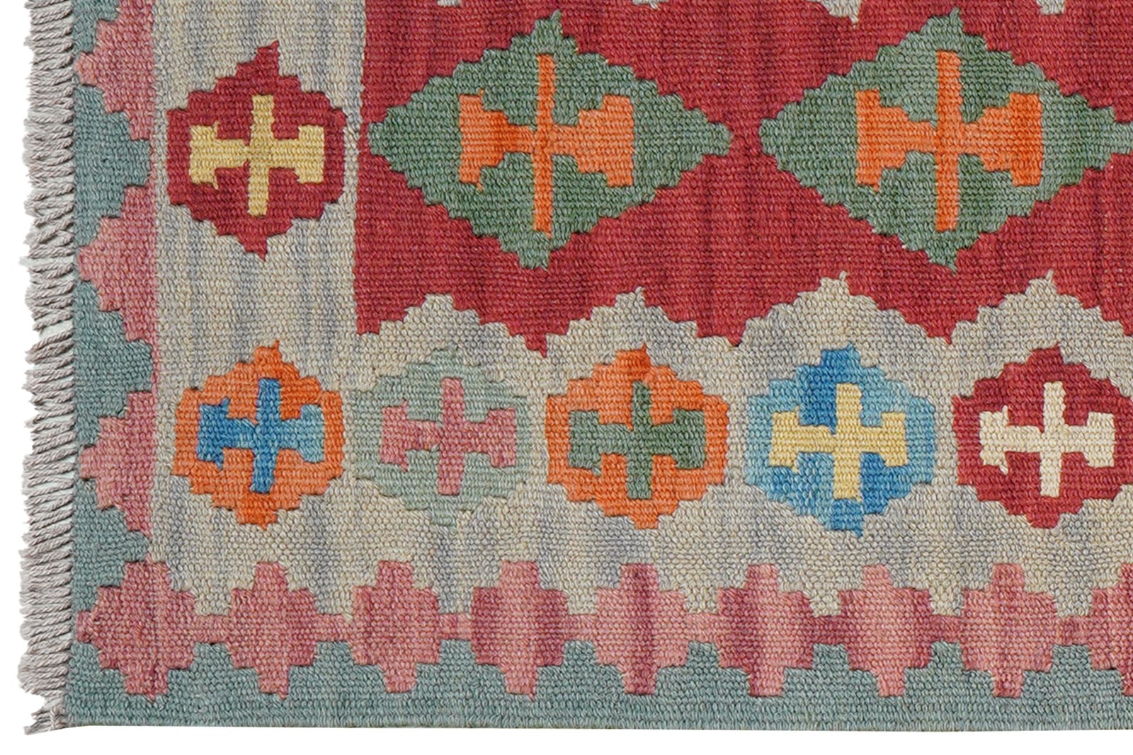 Kelim Gashgai — Handmade, 62x246 cm, Red, 100% Virgin Wool | View 3
