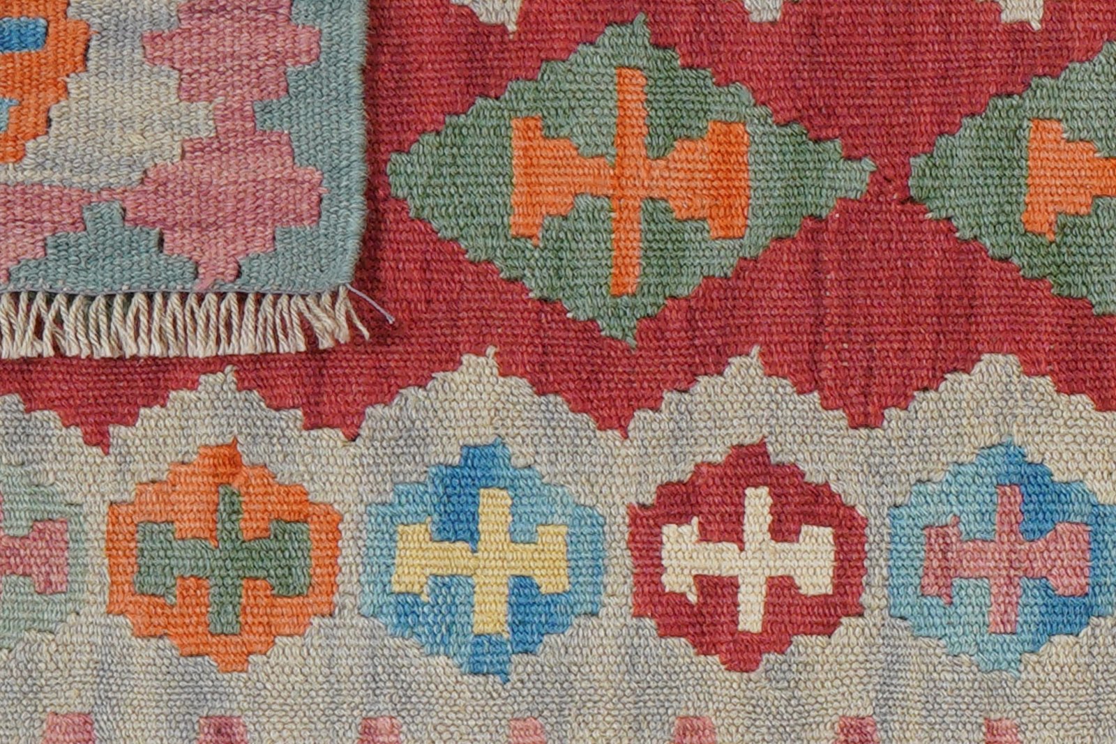 Kelim Gashgai — Handmade, 62x246 cm, Red, 100% Virgin Wool | View 6