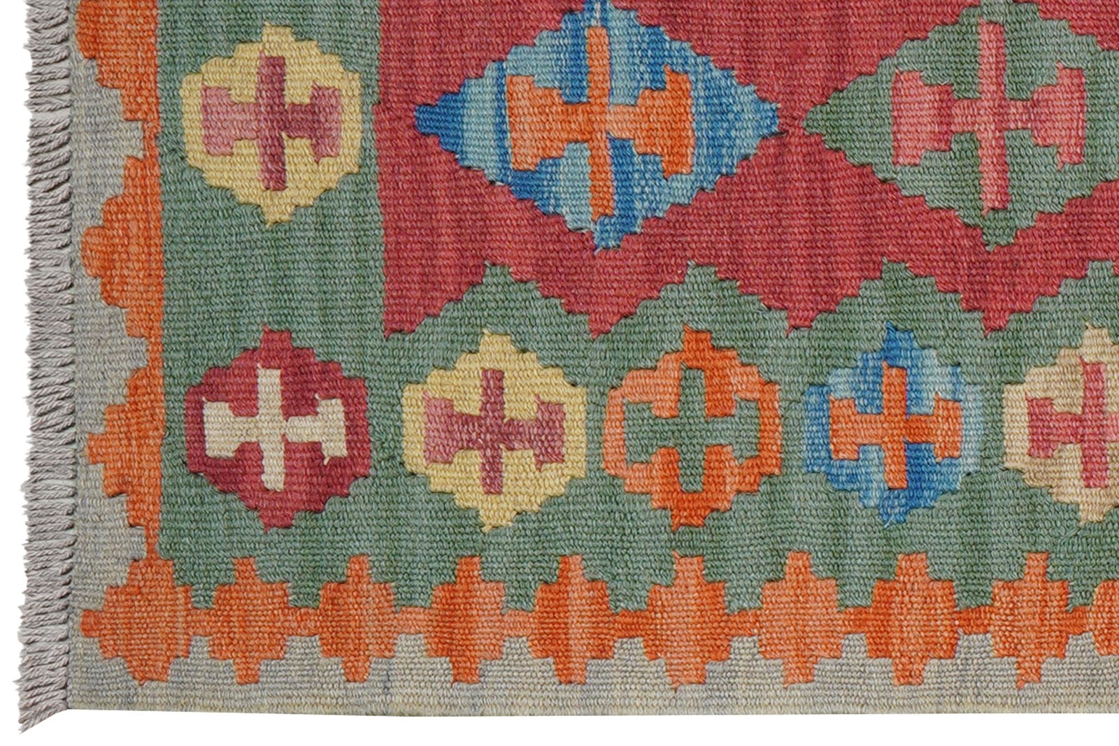 Kelim Gashgai — Handmade, 61x246 cm, Red, 100% Virgin Wool | View 3