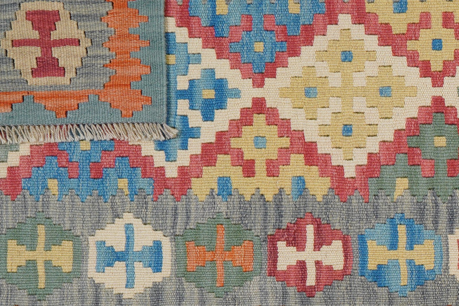 Kelim Gashgai — Handmade, 84x242 cm, Red, 100% Virgin Wool | View 6
