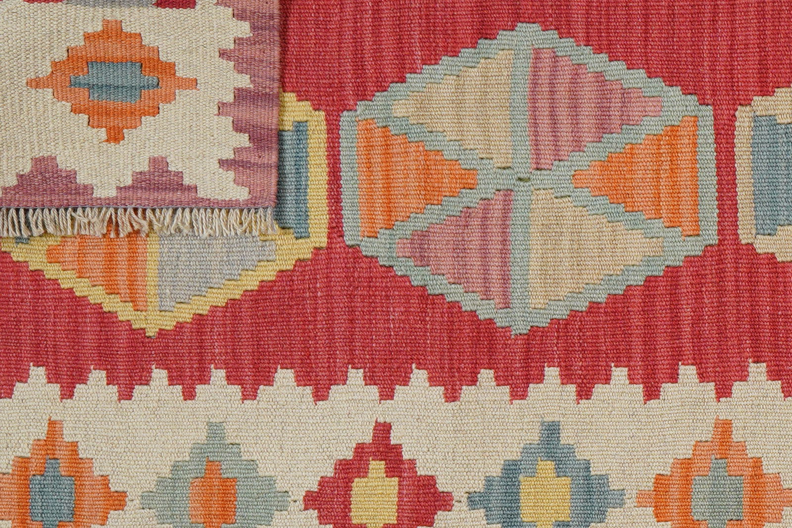 Kelim Gashgai — Handgefertigt, 252x83 cm, Beige, 100% Virgin Wool | View 7