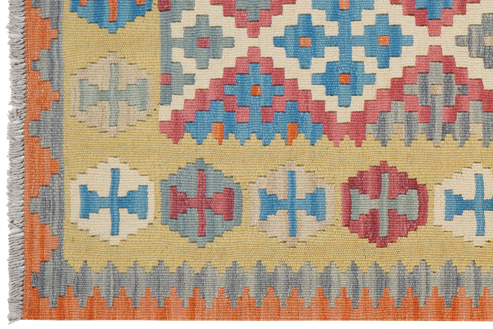 Kelim Gashgai — Handgefertigt, 245x86 cm, Grün, 100% Virgin Wool | View 4