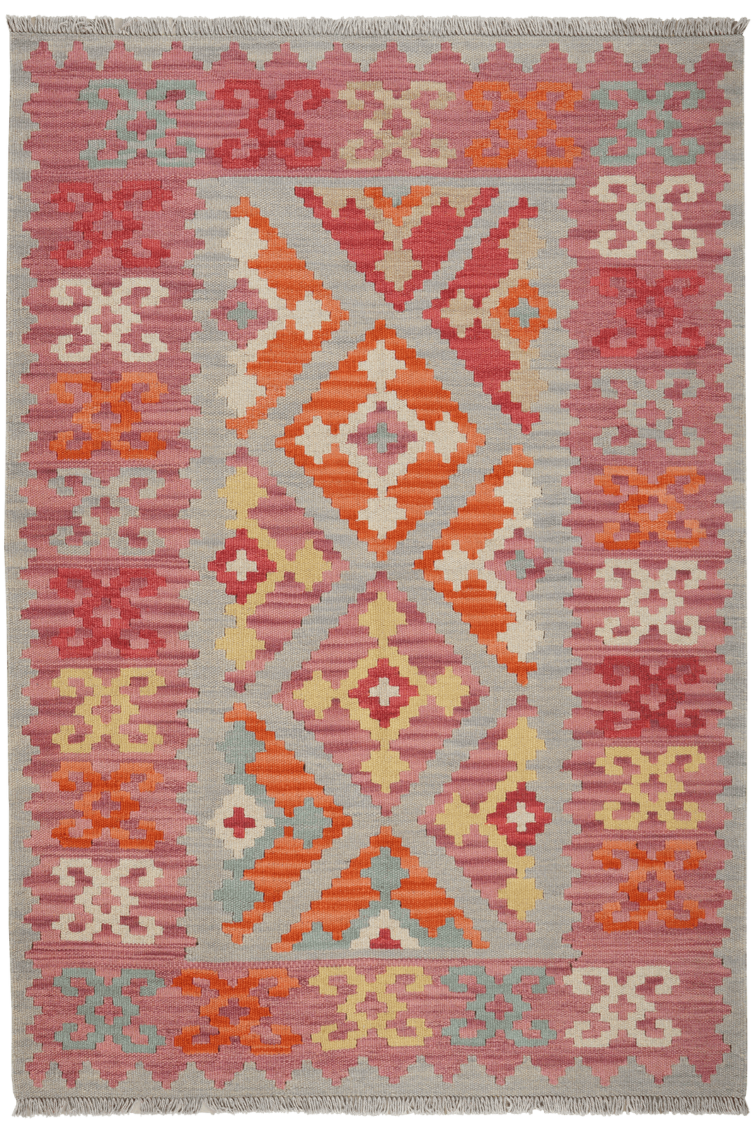 Kelim Gashgai — Handmade, 119x170 cm, Beige, 100% Virgin Wool | Main view
