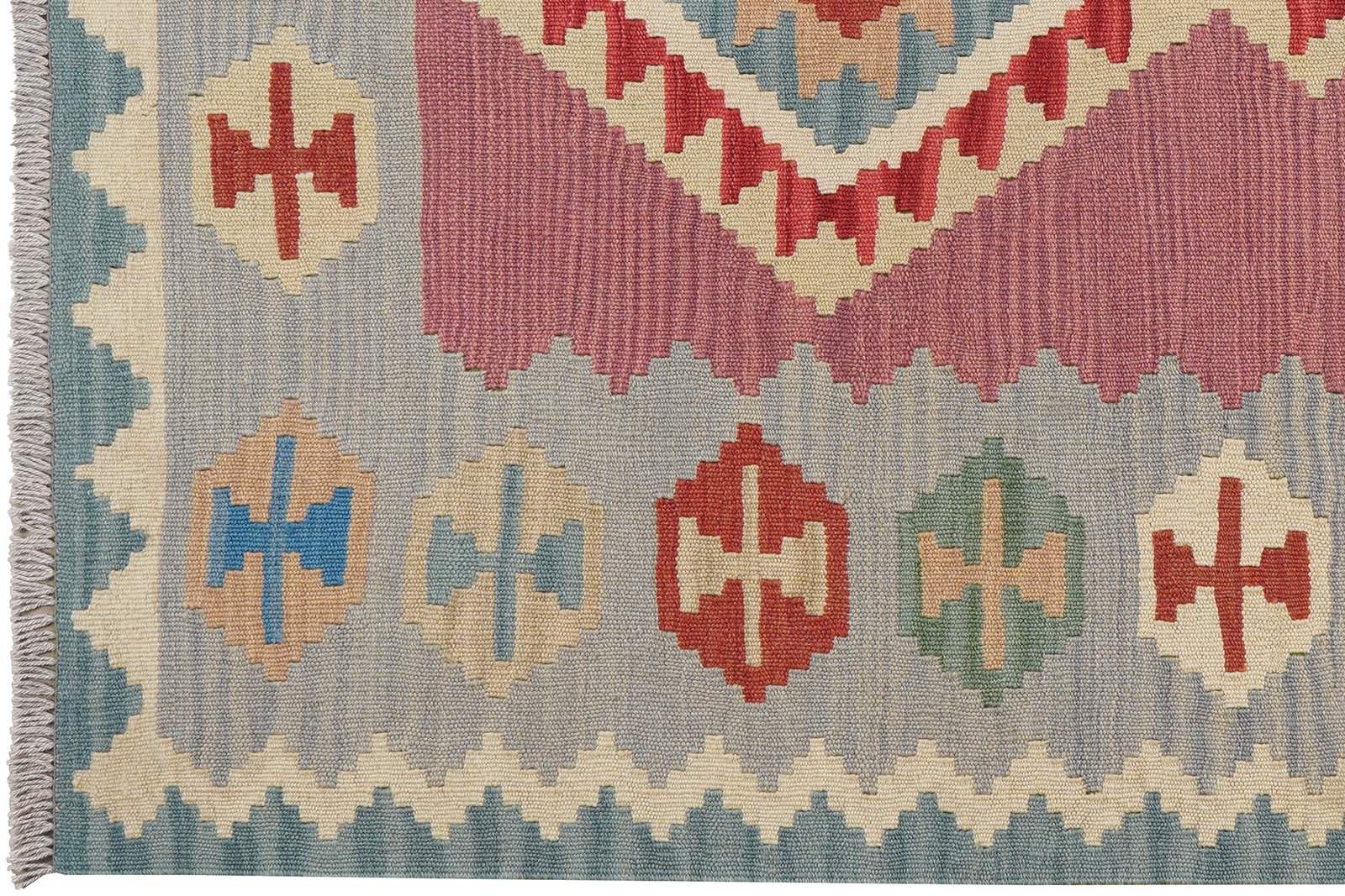 Kelim Gashgai — Handmade, 126x186 cm, Pink, 100% Virgin Wool | View 3