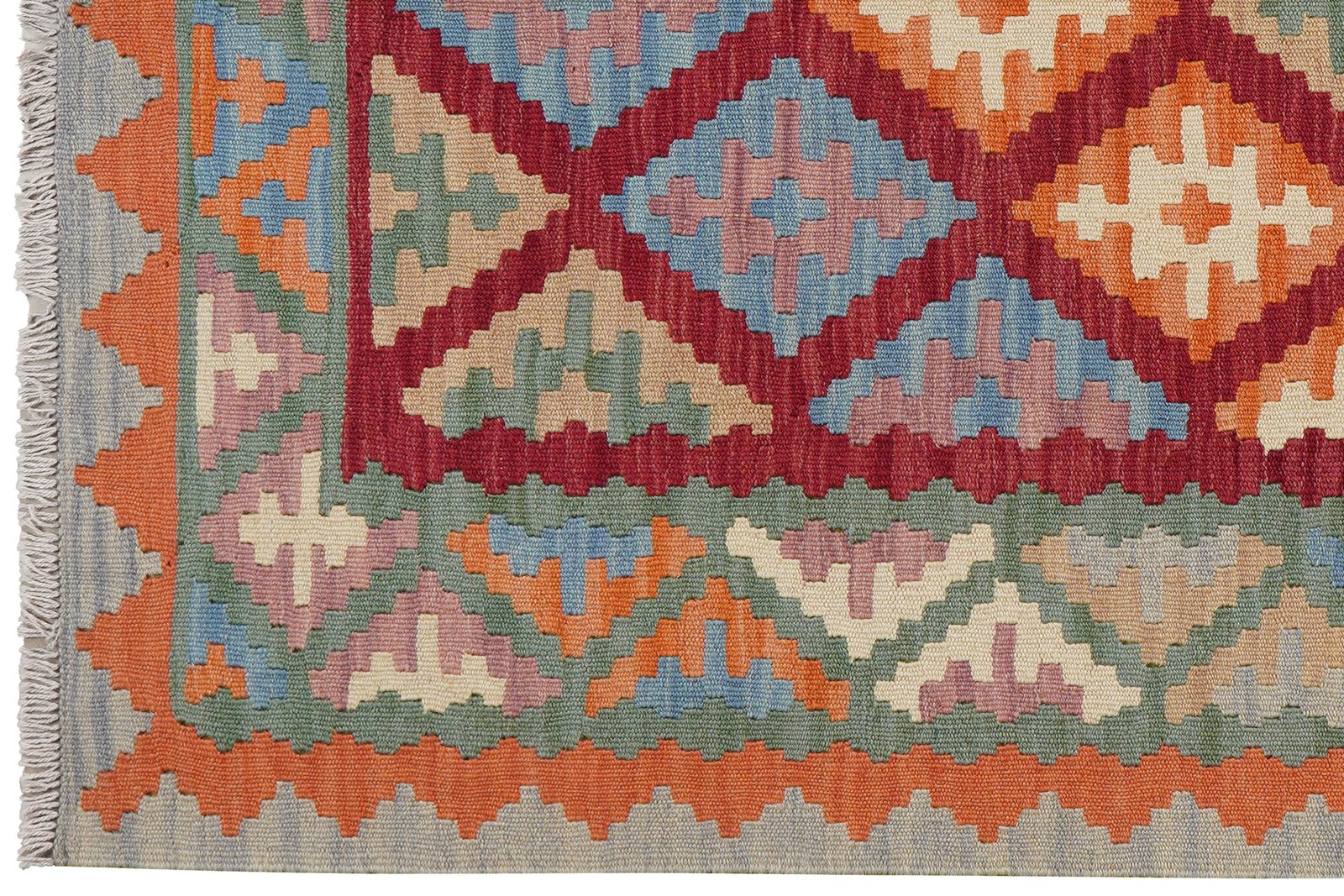 Kelim Gashgai — Handmade, 122x187 cm, Red, 100% Virgin Wool | View 3