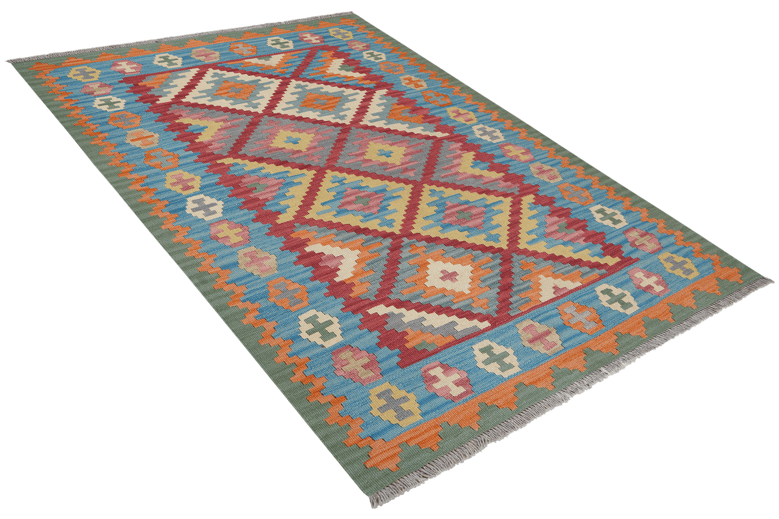 Kelim Gashgai — Handmade, 131x189 cm, Red, 100% Virgin Wool | View 4