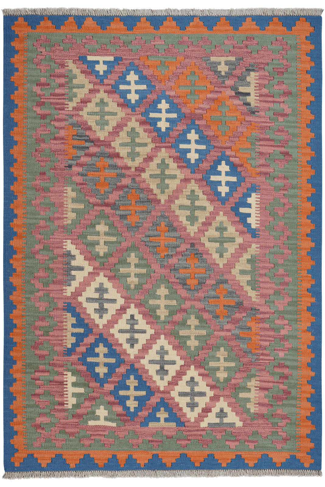 Kelim Gashgai — Handmade, 124x179 cm, Pink, 100% Virgin Wool | Main view