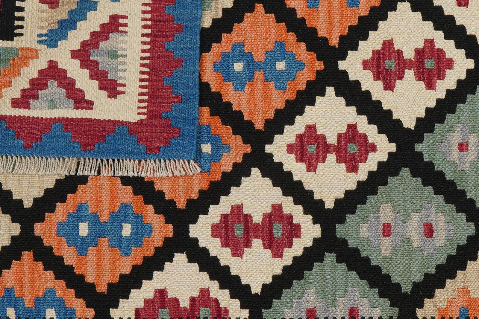 Kelim Gashgai — Handmade, 125x189 cm, Black, 100% Virgin Wool | View 6