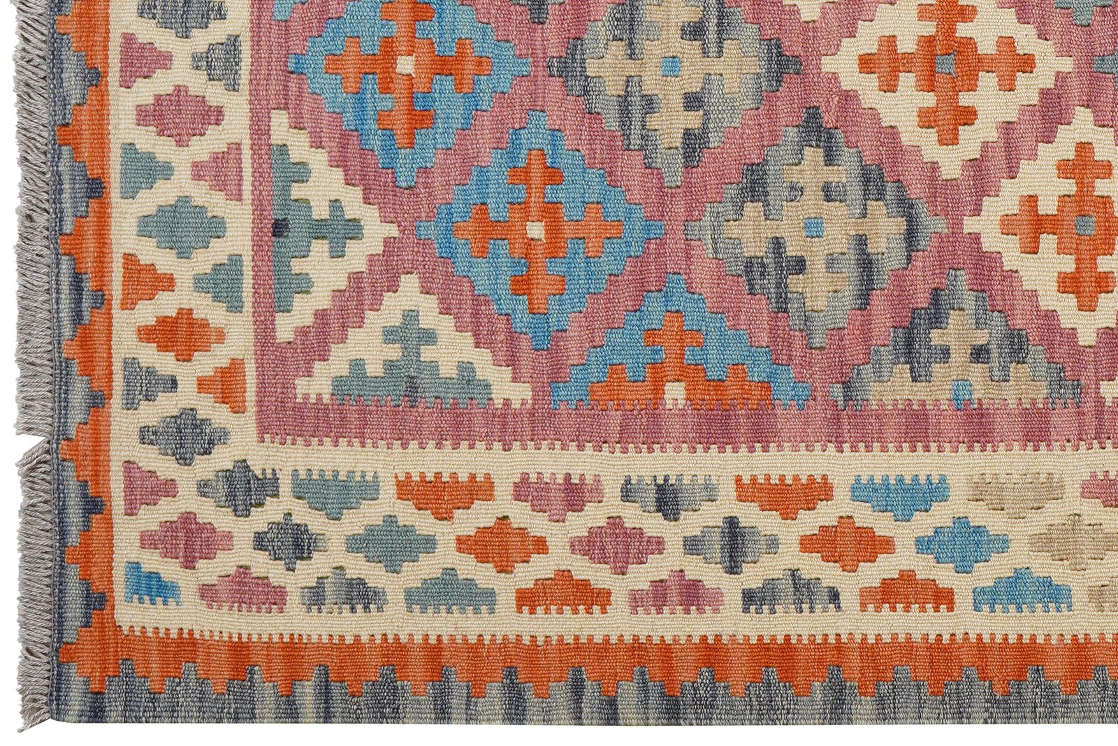 Kelim Gashgai — Handmade, 121x179 cm, Pink, 100% Virgin Wool | View 3