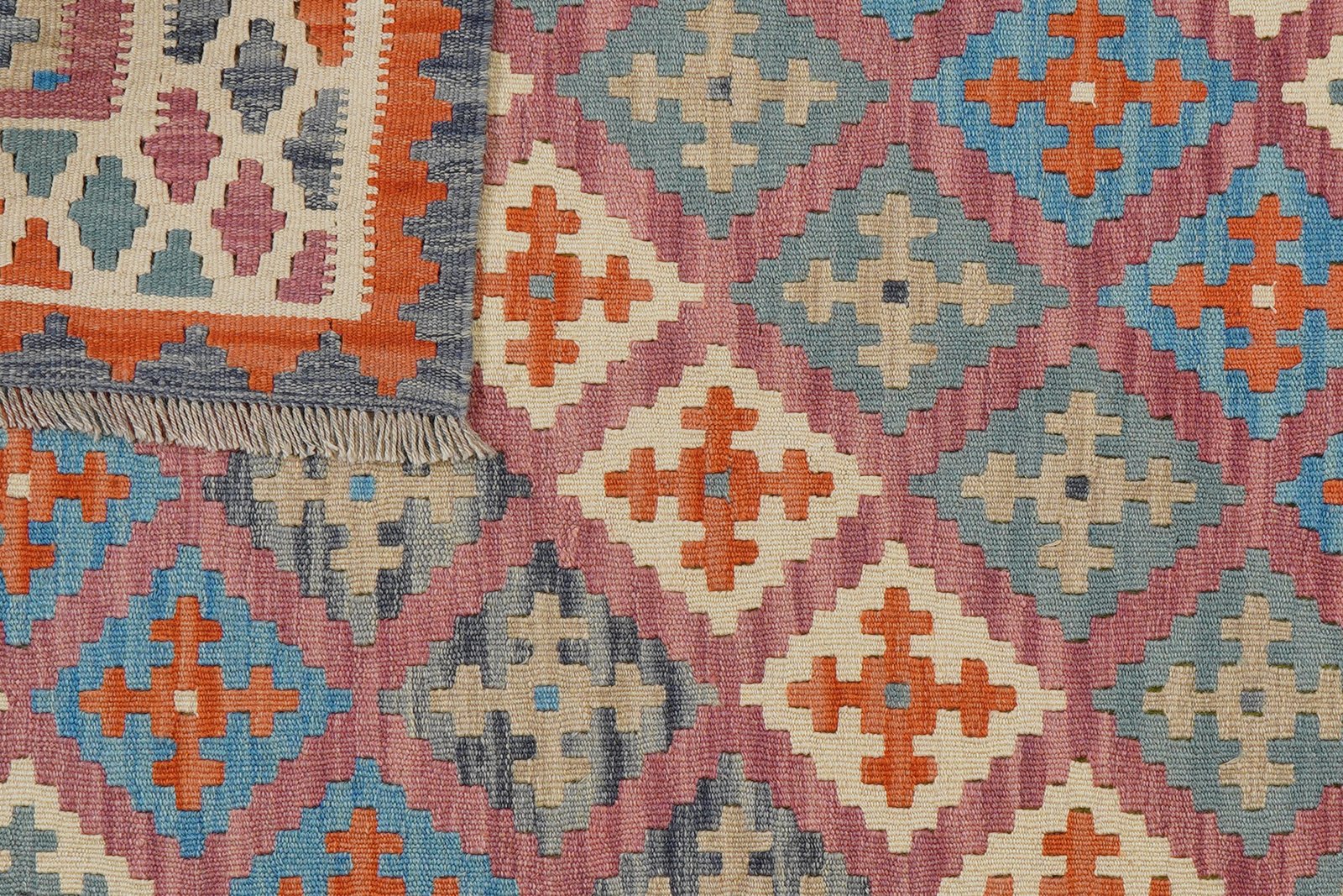 Kelim Gashgai — Handmade, 121x179 cm, Pink, 100% Virgin Wool | View 6