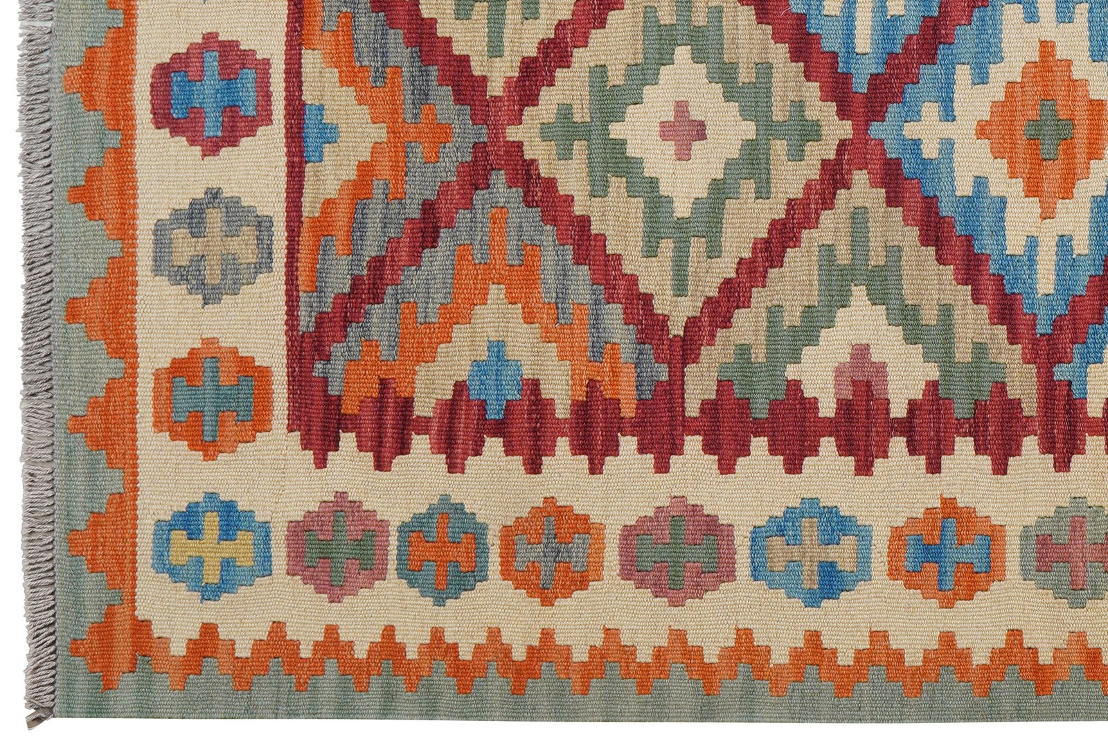 Kelim Gashgai — Handmade, 131x180 cm, Red, 100% Virgin Wool | View 3