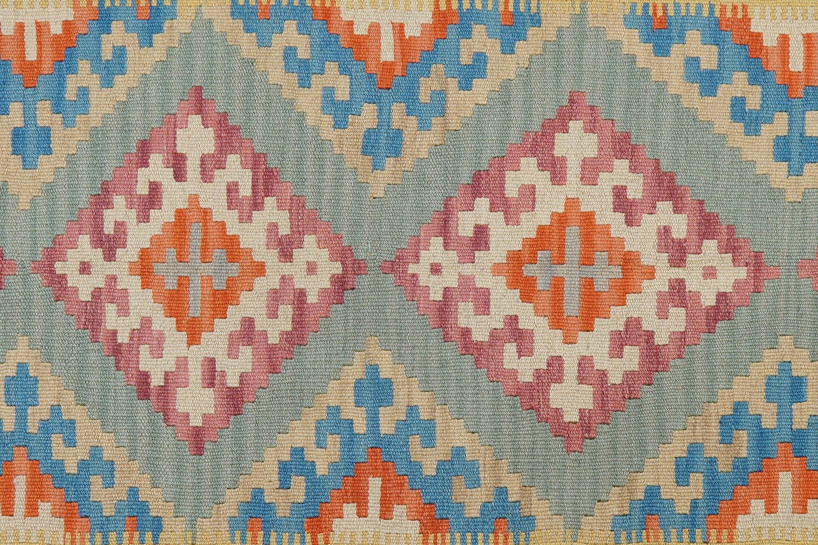 Kelim Gashgai — Handmade, 123x185 cm, Green, 100% Virgin Wool | View 5