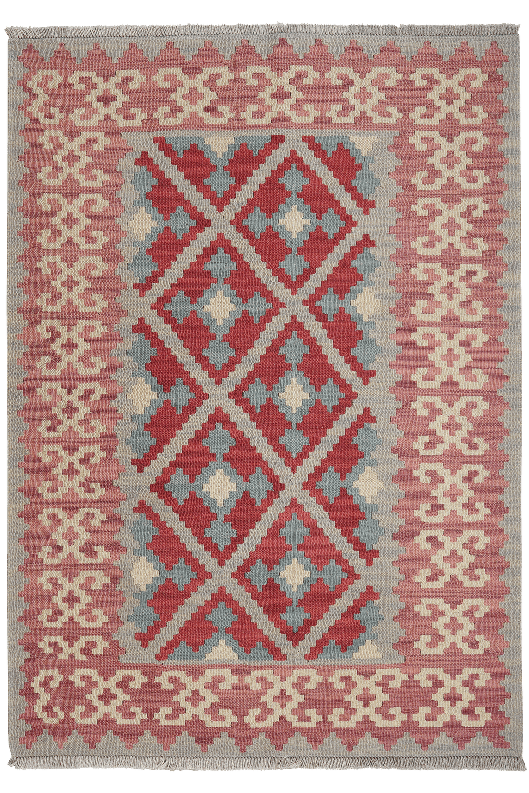 Kelim Gashgai — Handmade, 125x174 cm, Grey, 100% Virgin Wool | Main view
