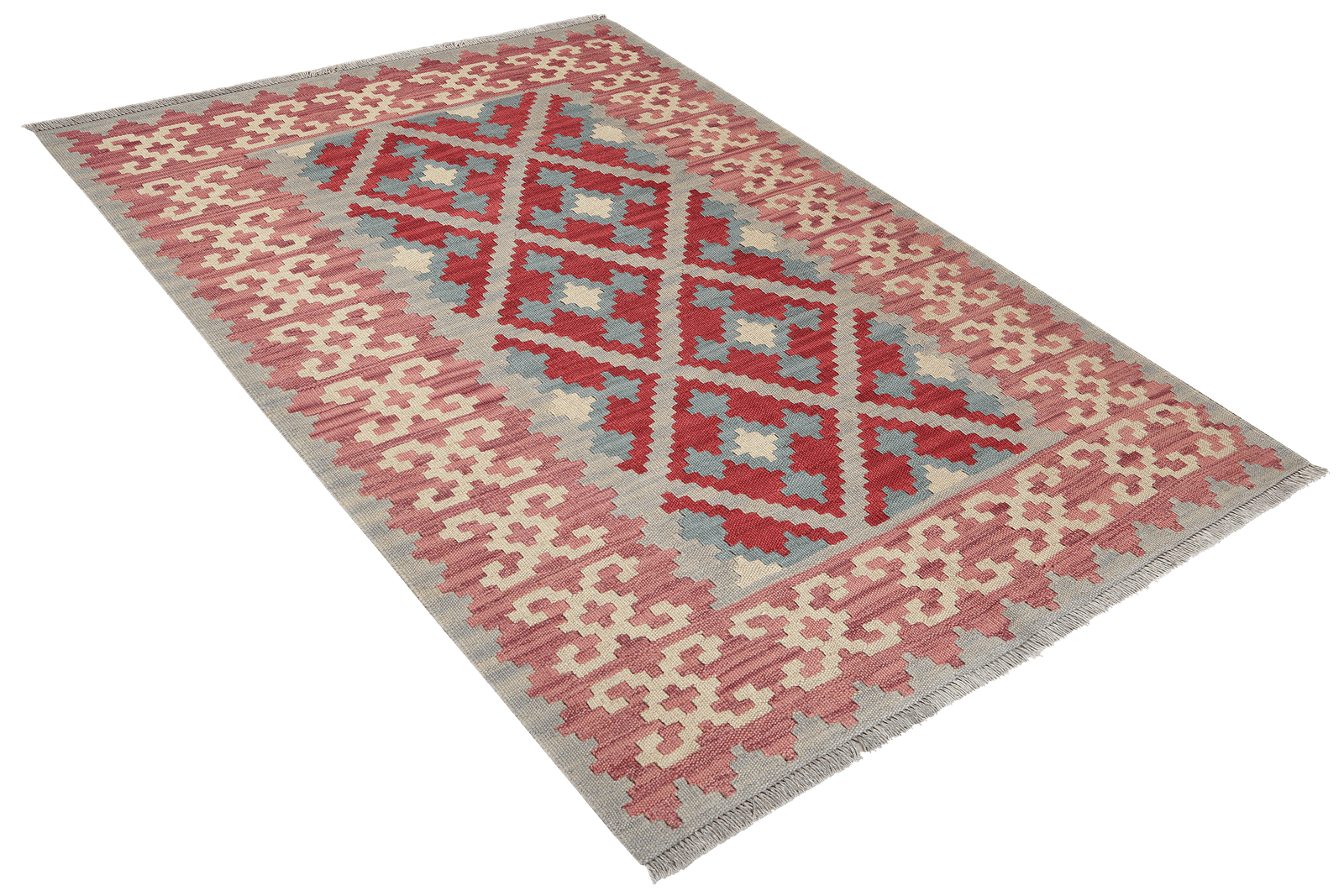 Kelim Gashgai — Handmade, 125x174 cm, Grey, 100% Virgin Wool | View 4
