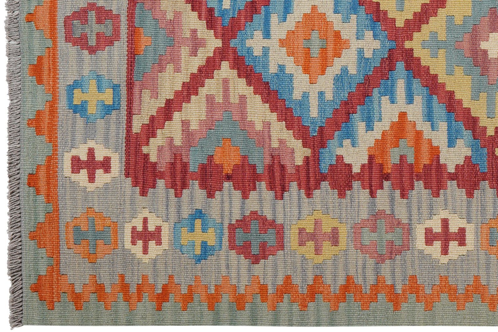 Kelim Gashgai — Handmade, 126x182 cm, Red, 100% Virgin Wool | View 3