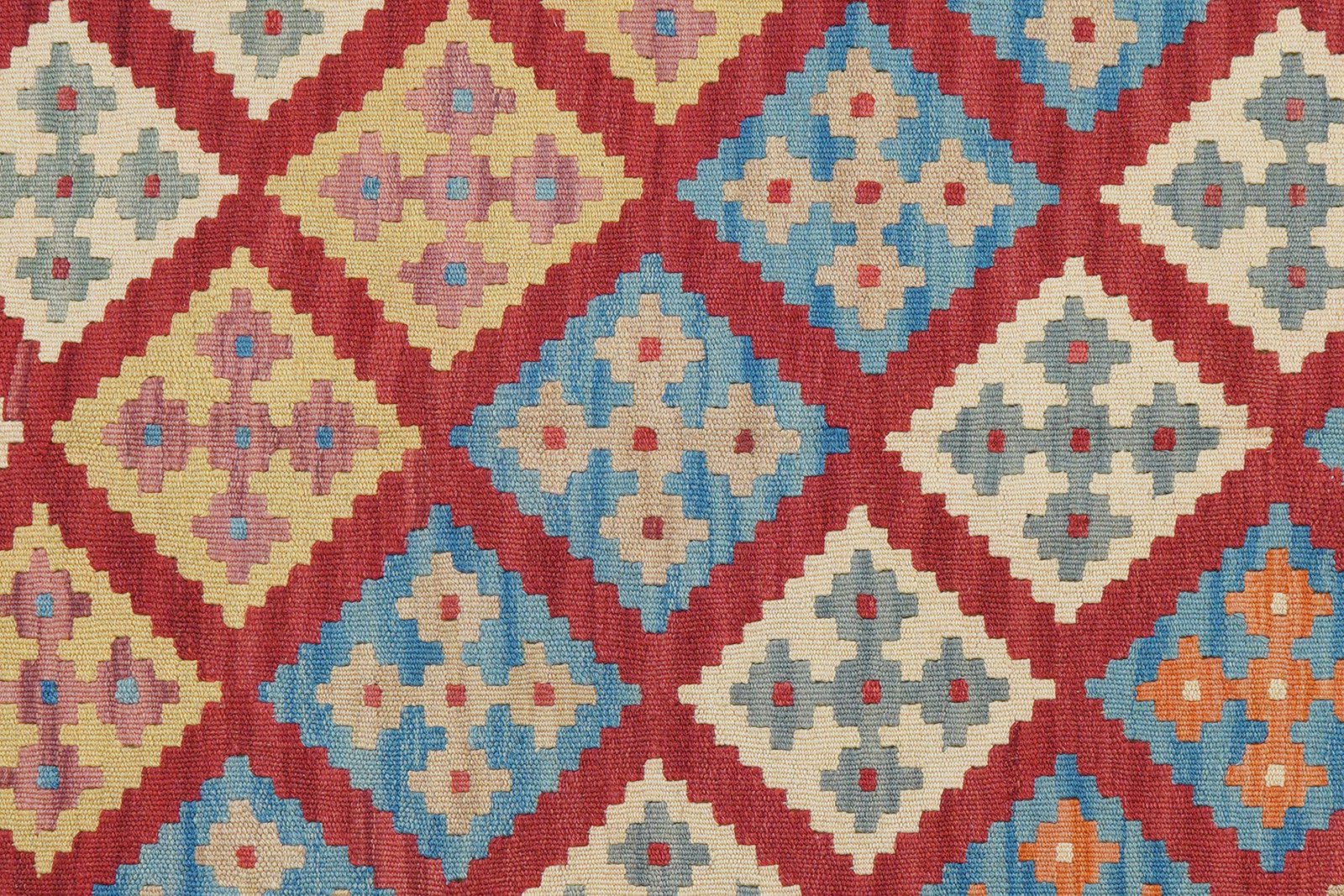 Kelim Gashgai — Handmade, 122x177 cm, Red, 100% Virgin Wool | View 5