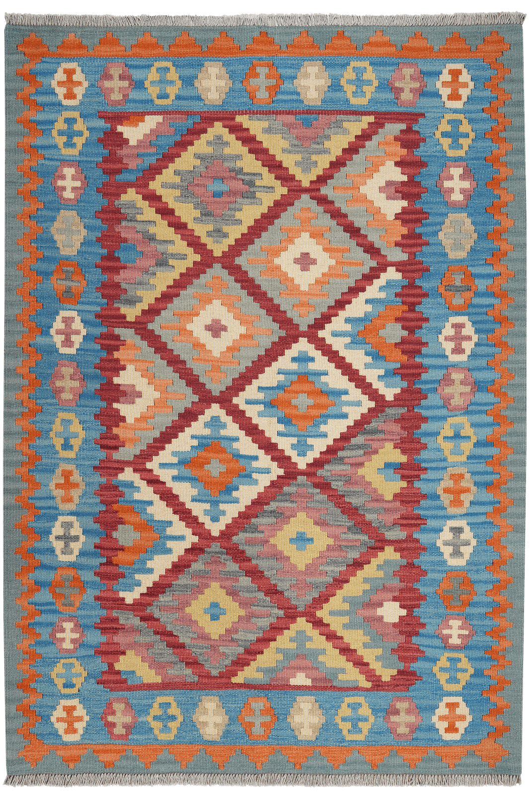 Kelim Gashgai — Handmade, 127x183 cm, Red, 100% Virgin Wool | Main view
