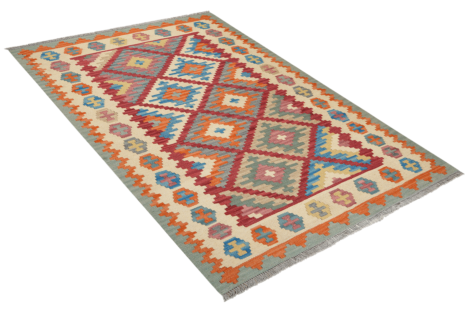 Kelim Gashgai — Handmade, 131x191 cm, Red, 100% Virgin Wool | View 4