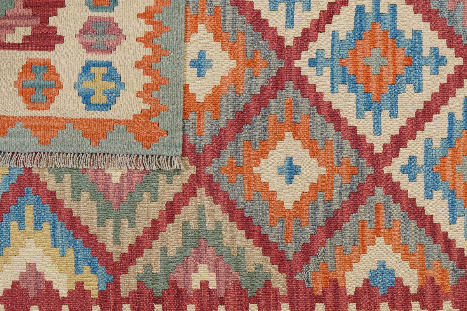 Kelim Gashgai — Handmade, 131x191 cm, Red, 100% Virgin Wool | View 6